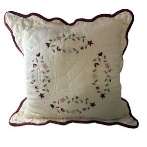 Home JCPenney Embroidered Floral Quilted Scalloped Throw Pillow Crm Cottagecore